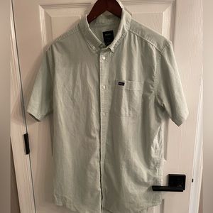 RVCA light green short sleeve button down size large slim fit